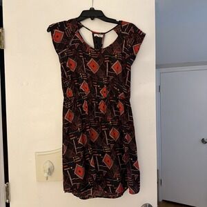 Silence + Noise Black Red Mini Dress Jr Women's‎ Sz S Urban Outfitters A2156